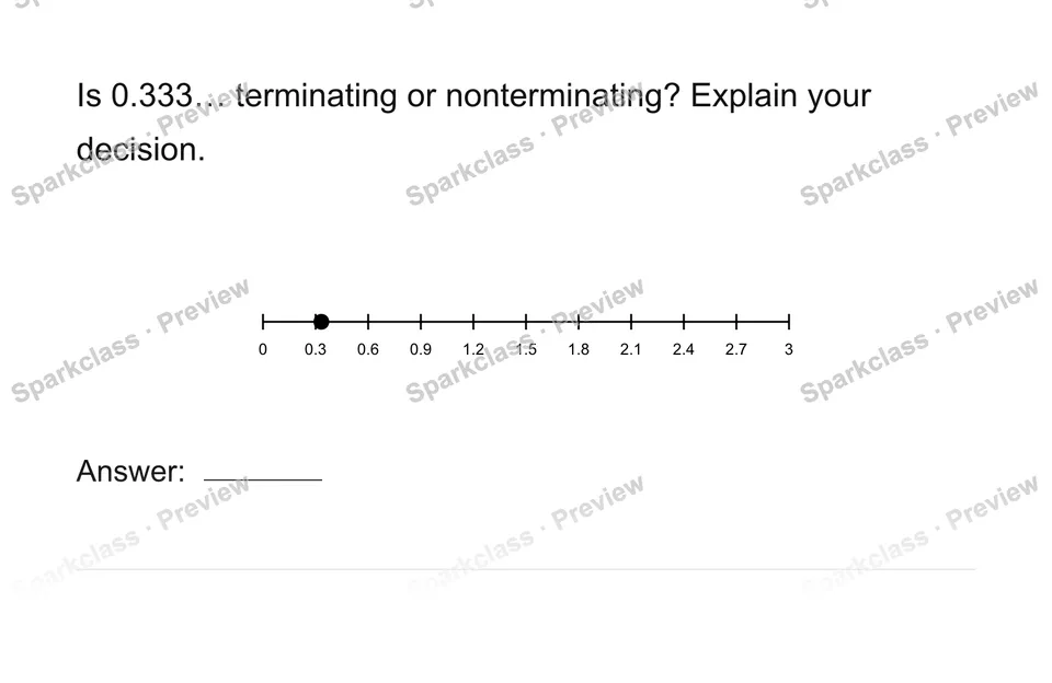 Recognize nonrepeating decimals — Grade 8 problem preview