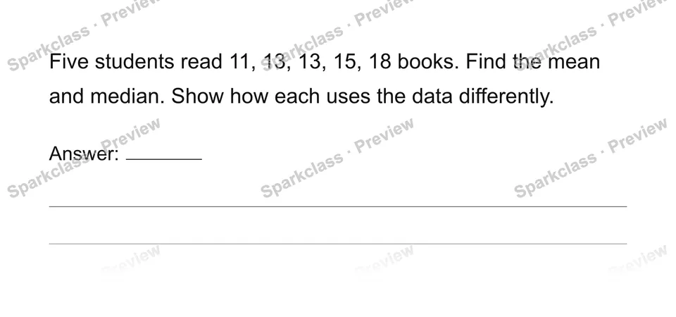Compute and interpret mean and median — Grade 6 problem preview