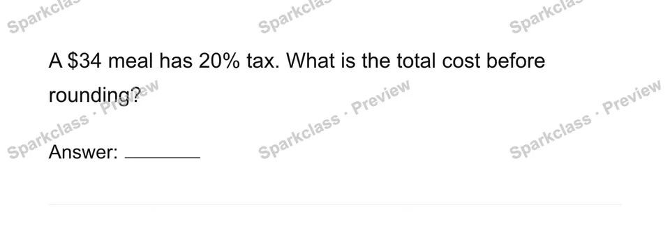 Apply a percent increase — Grade 7 problem preview