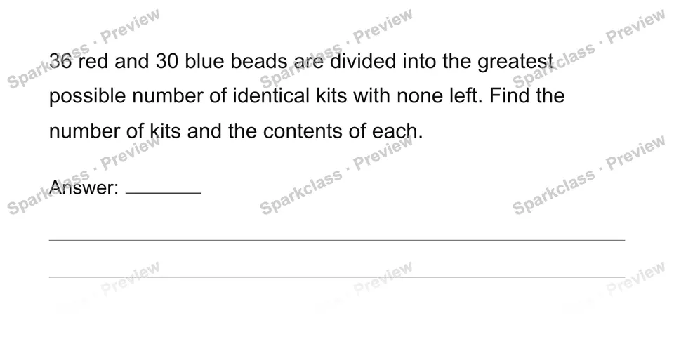 Find greatest common factors — Grade 6 problem preview