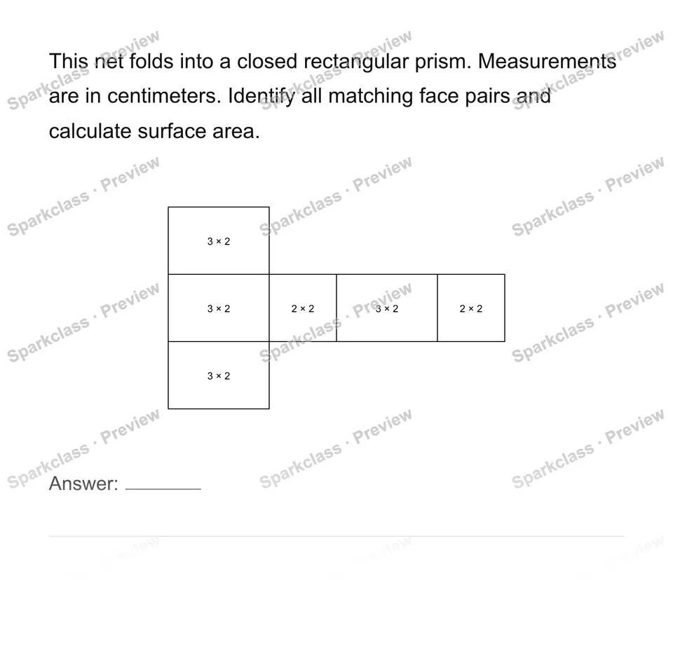 Connect rectangular-prism nets and surface area — Grade 6 problem preview
