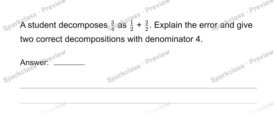 Decompose a fraction in two ways — Grade 4 problem preview