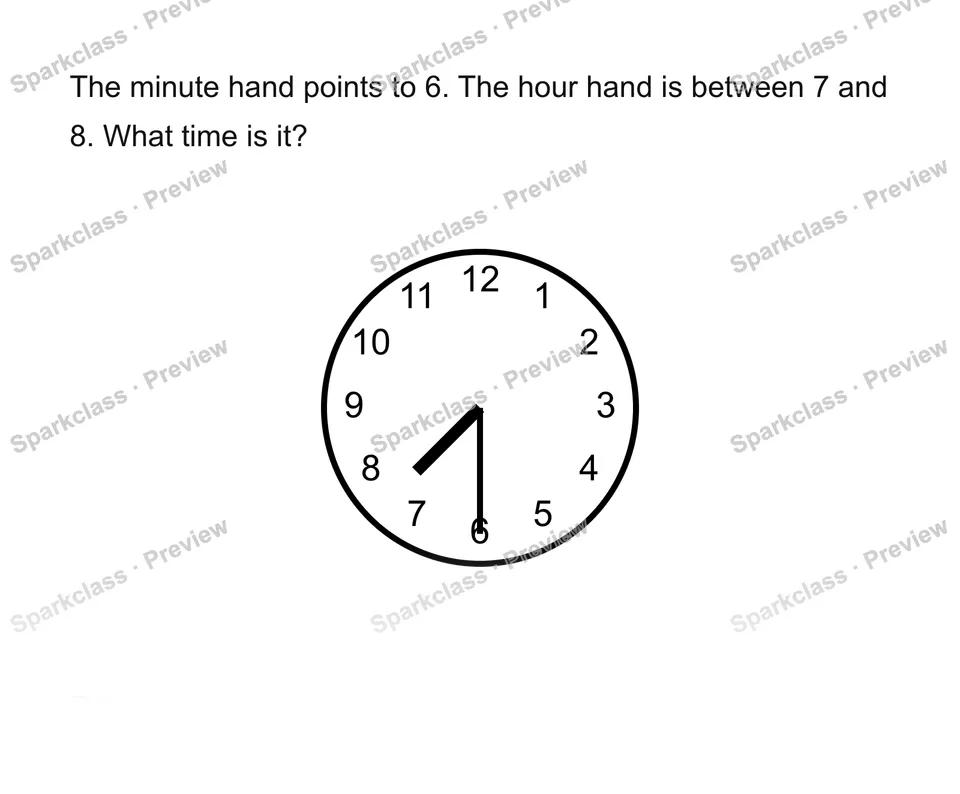 Read a half hour — Grade 1 problem preview