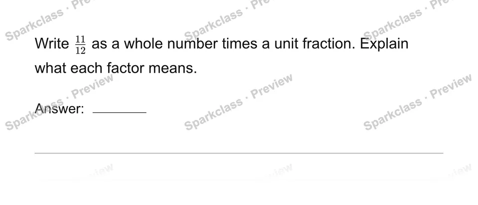 Express a fraction as unit-fraction multiples — Grade 4 problem preview