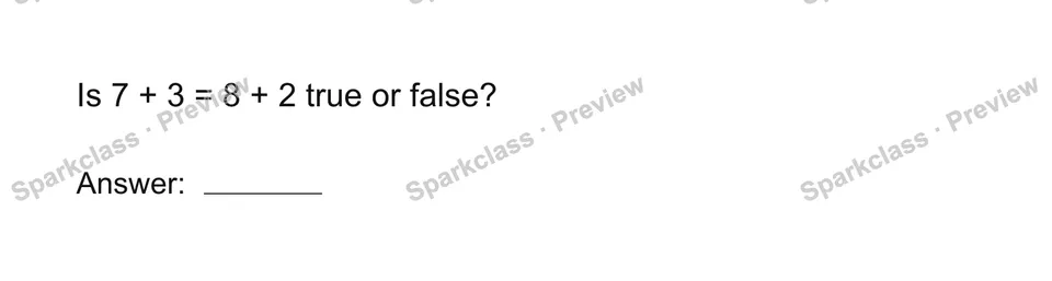 True or false — Grade 1 problem preview