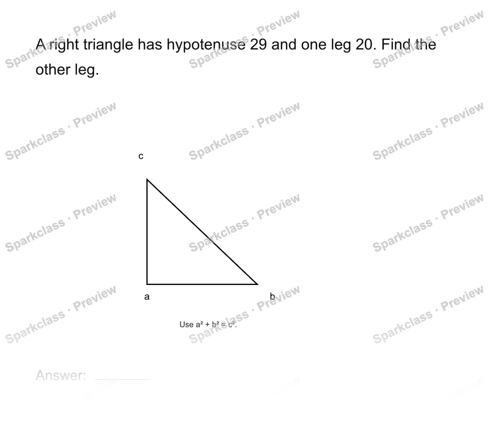 Find a missing leg — Grade 8 problem preview