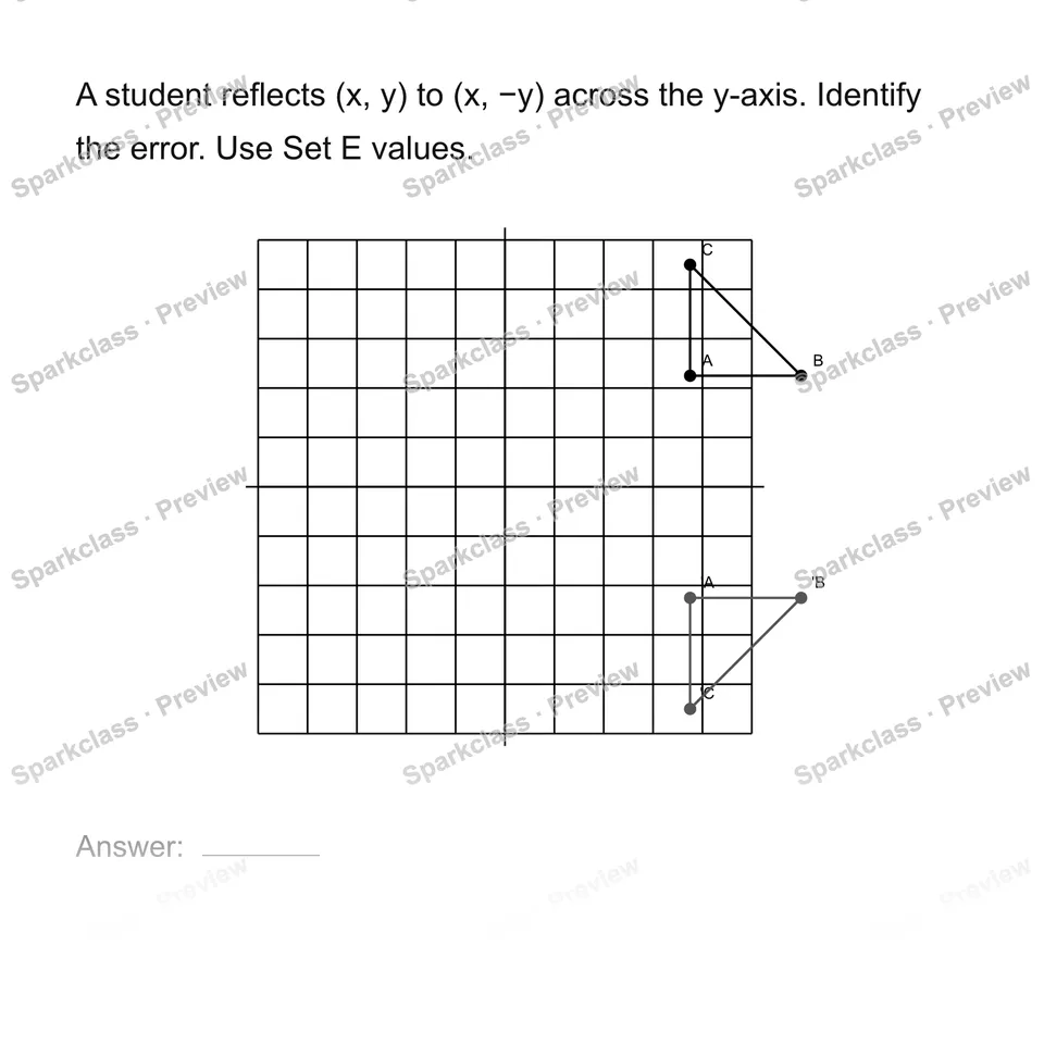 Find an error in a transformation — Grade 8 problem preview