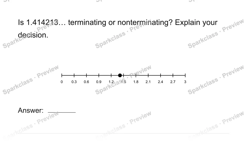 Recognize nonrepeating decimals — Grade 8 problem preview