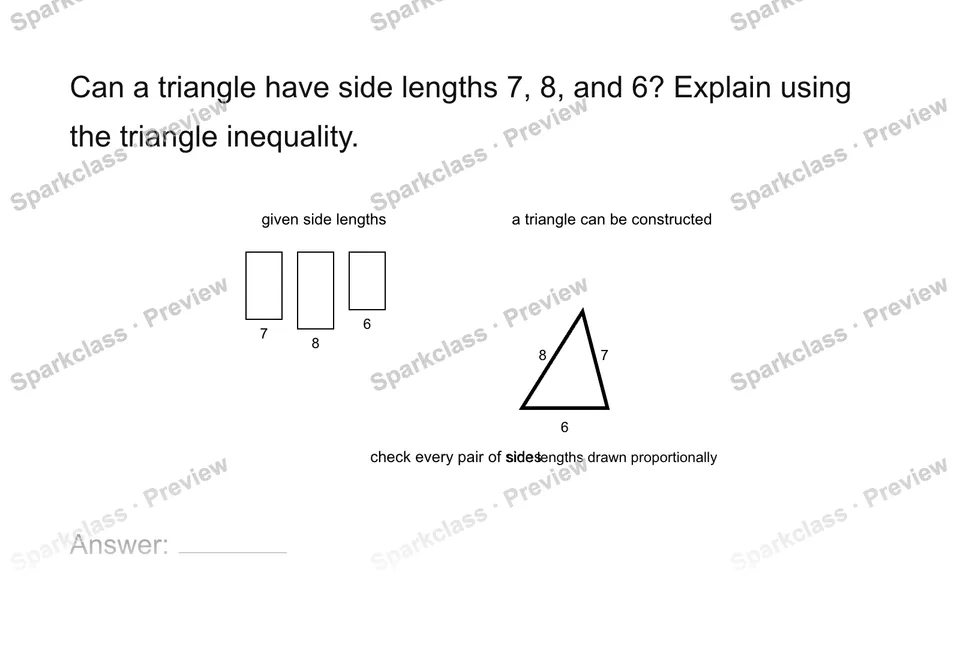 Test triangle existence — Grade 7 problem preview