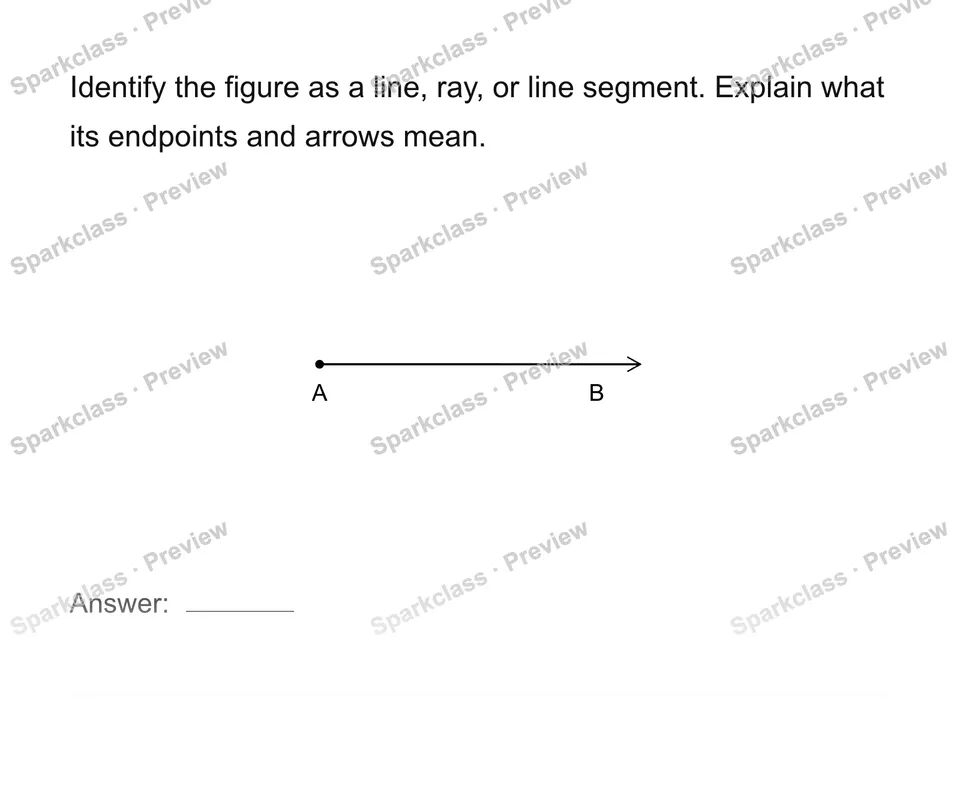 Identify lines, rays, segments and angles — Grade 4 problem preview