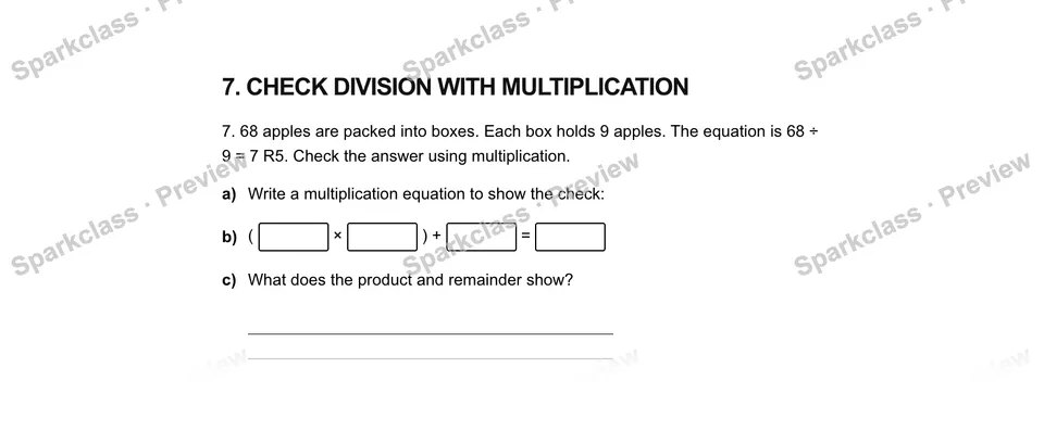 7Check division with multiplication — Grade 5 problem preview