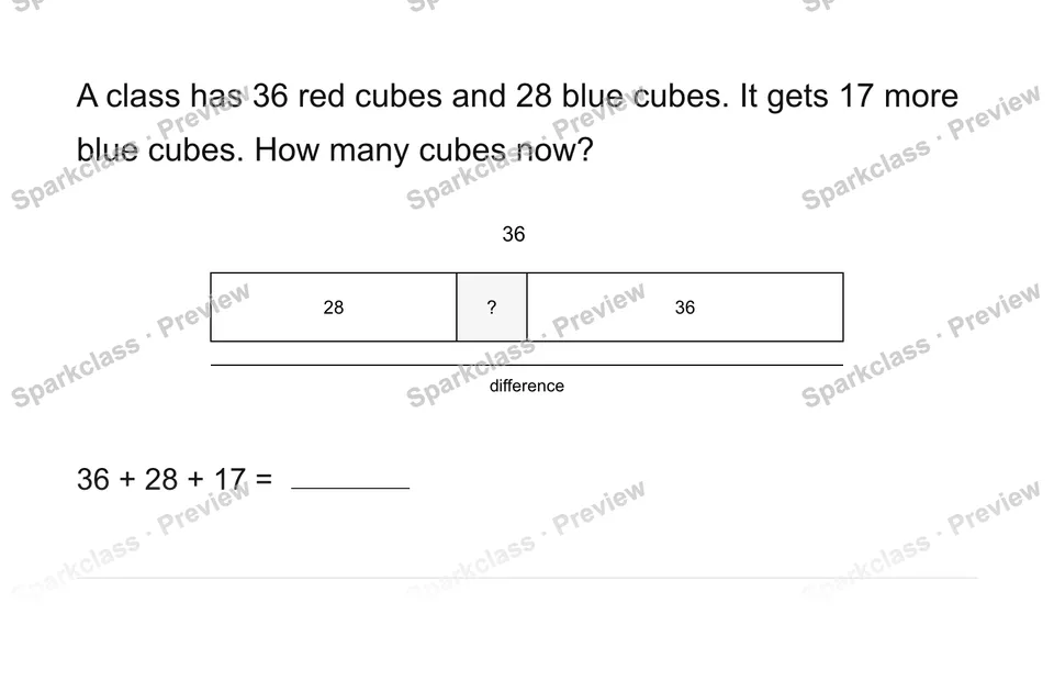 Two-step compare and change — Grade 2 problem preview