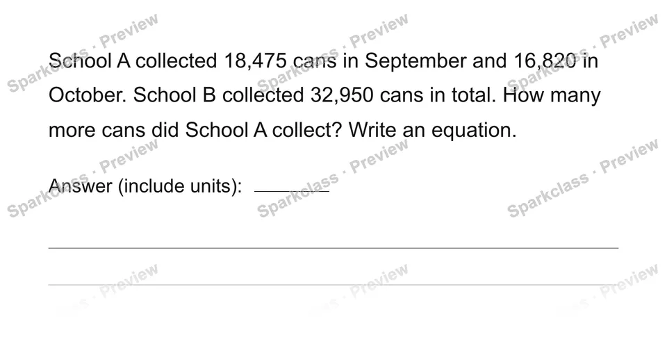 Compare two totals — Grade 4 problem preview