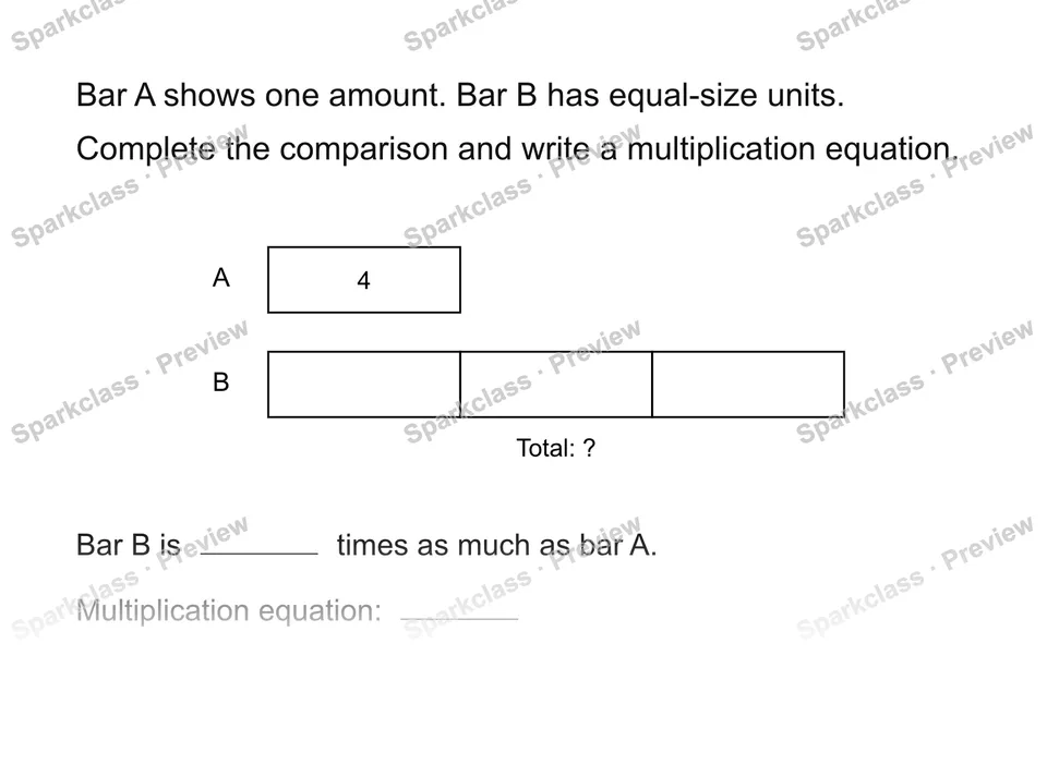 Describe a multiplicative comparison — Grade 4 problem preview