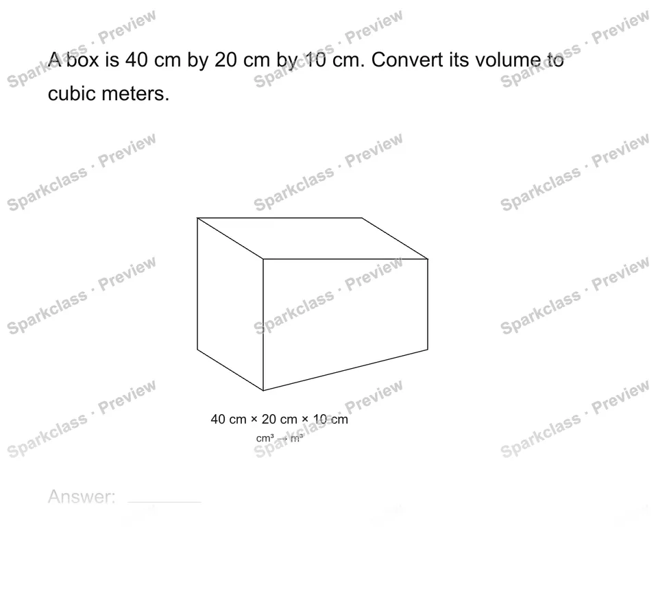 Convert units in a composite volume — Grade 8 problem preview