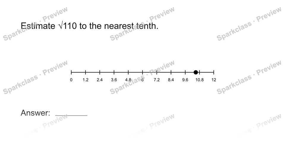 Estimate a real-number expression — Grade 8 problem preview