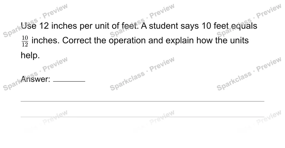 Convert measurement units with ratios — Grade 6 problem preview