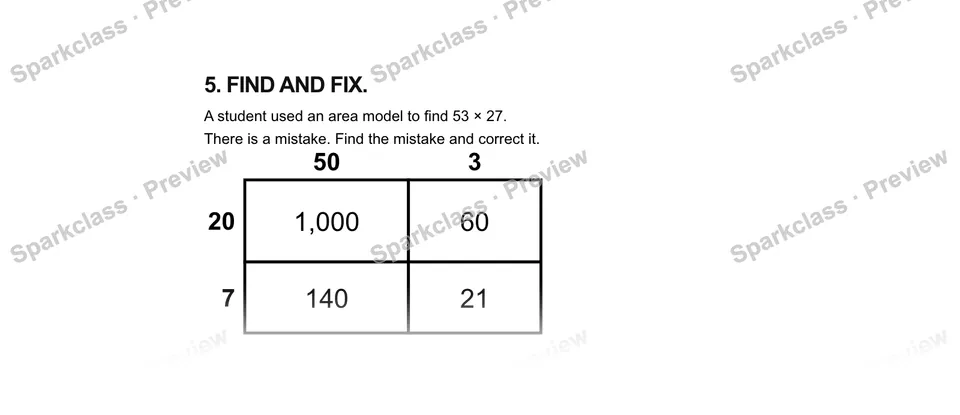 5.Find and fix. — Grade 5 problem preview