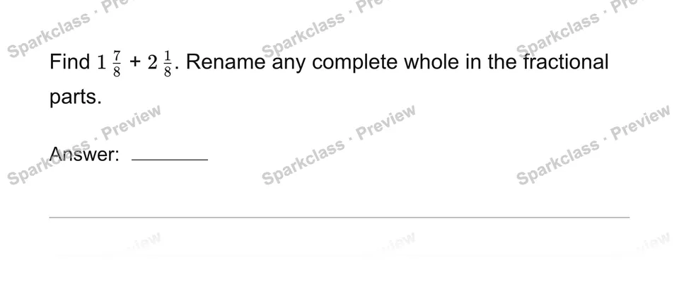 Add mixed numbers — Grade 4 problem preview