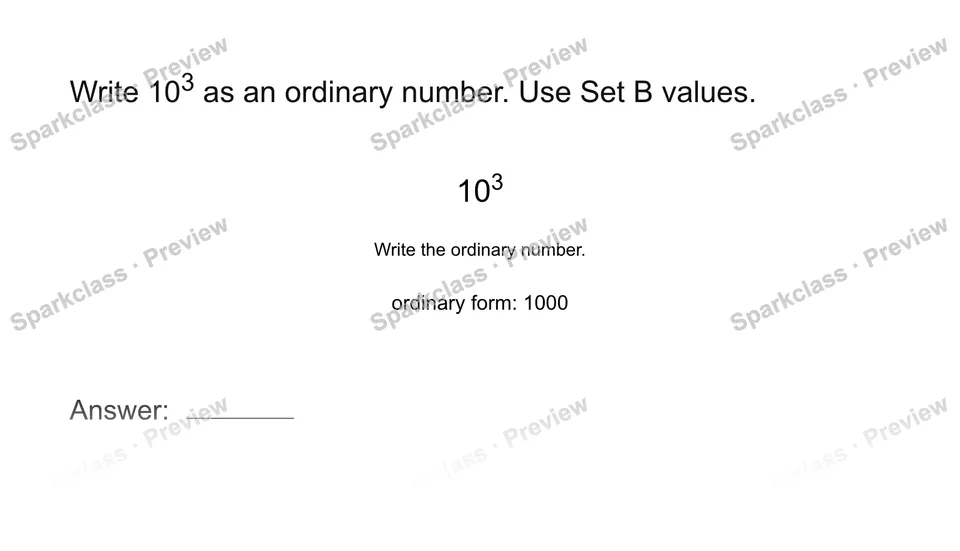 Evaluate powers of ten — Grade 8 problem preview
