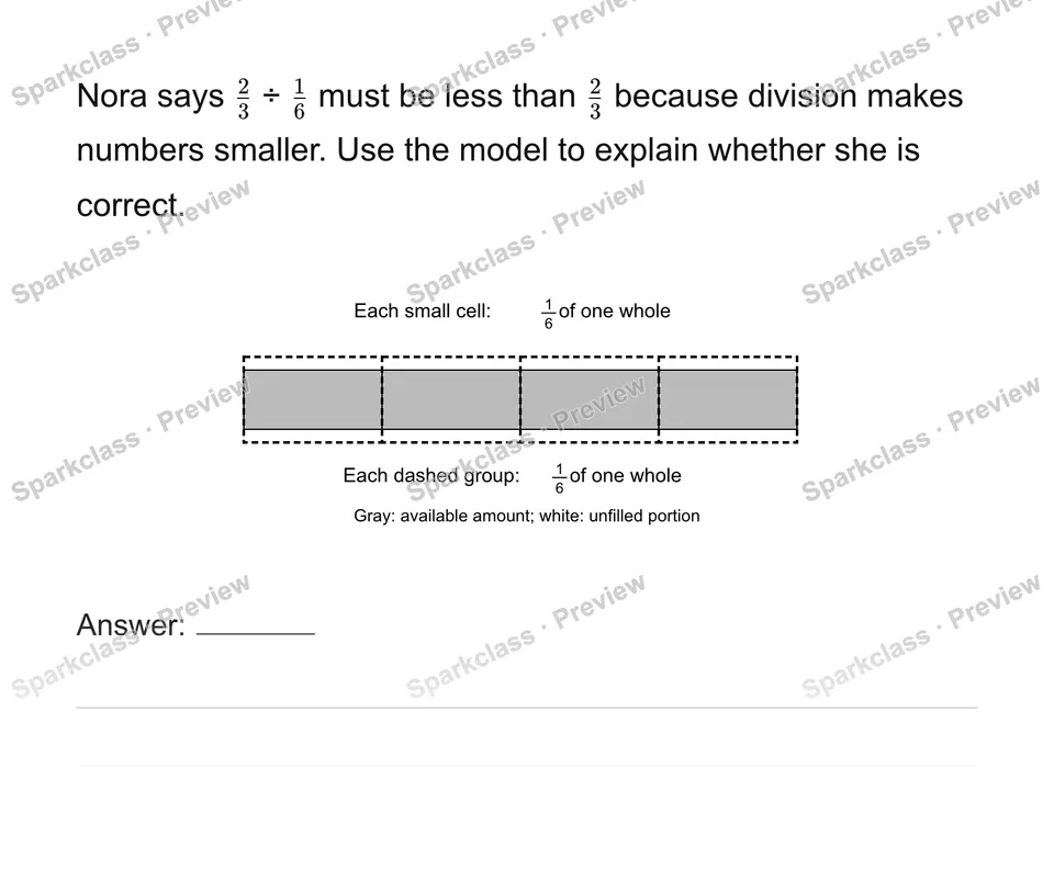 Explain why a quotient can be larger — Grade 6 problem preview