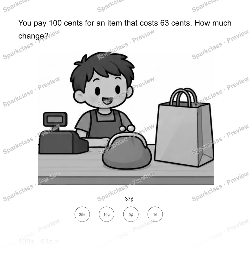Find change — Grade 2 problem preview