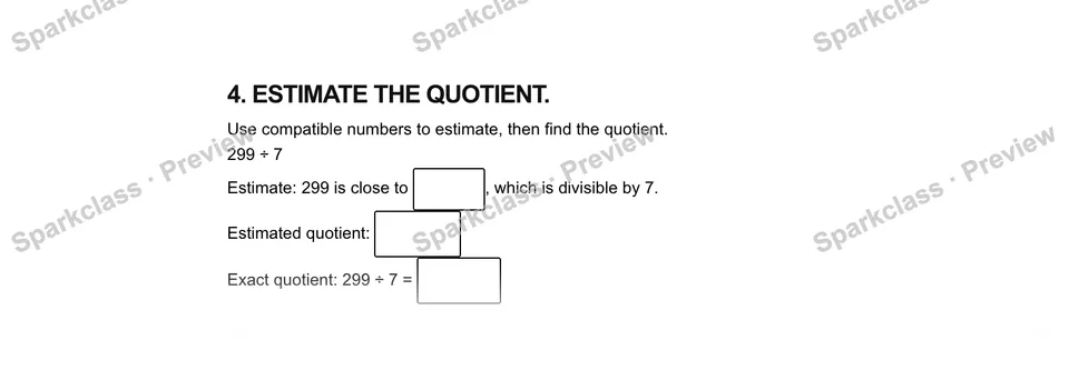 4.Estimate the quotient. — Grade 5 problem preview