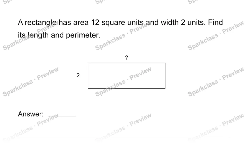 Use rectangle area and perimeter — Grade 4 problem preview