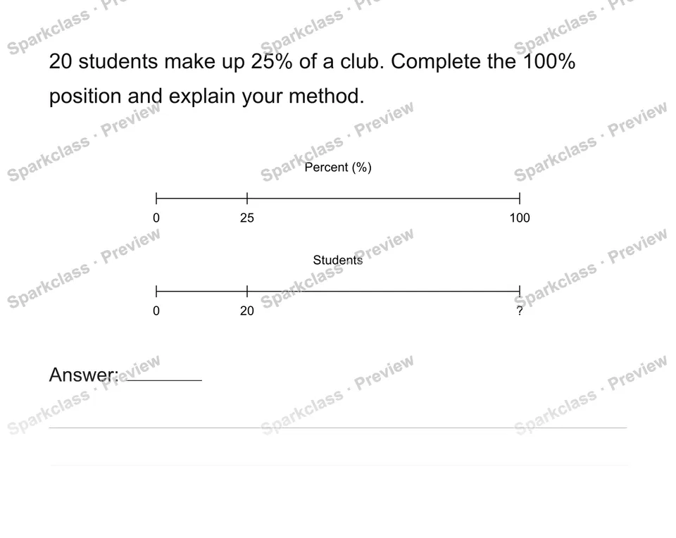 Find the whole from a percent — Grade 6 problem preview