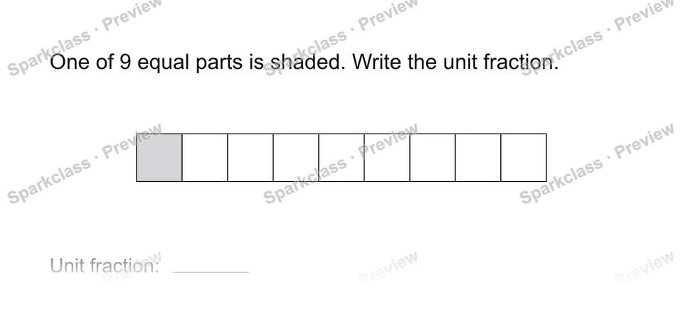 Name a unit fraction — Grade 3 problem preview