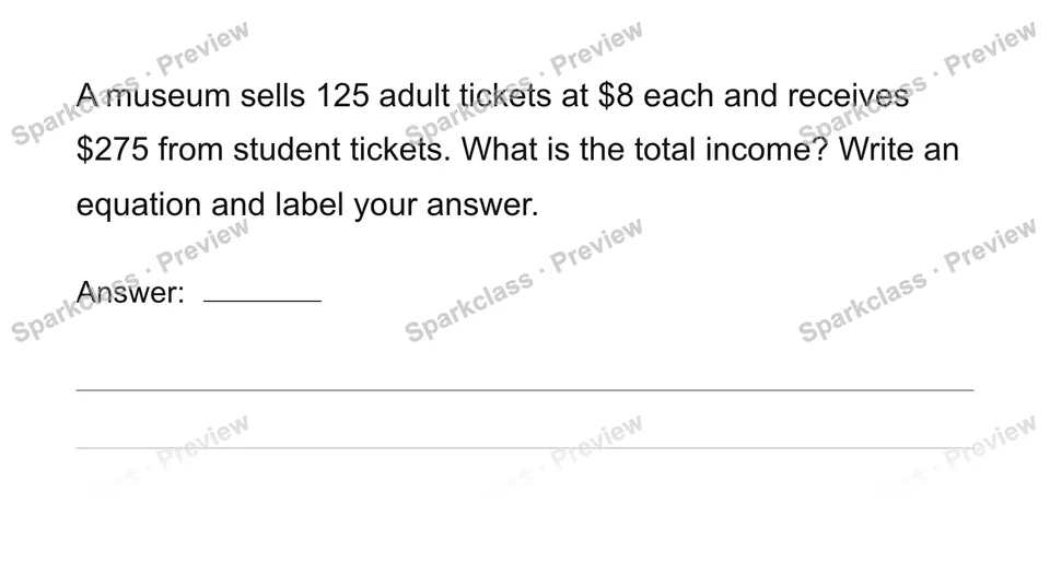 Museum admissions — Grade 4 problem preview