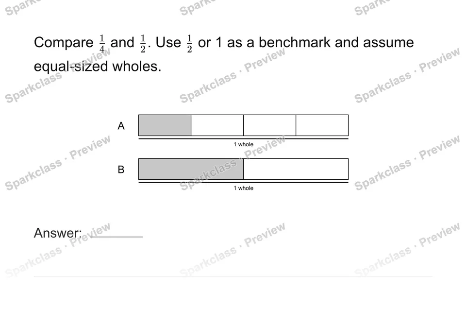 Compare using benchmarks — Grade 4 problem preview