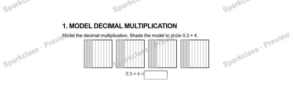 1.Model decimal multiplication — Grade 5 problem preview