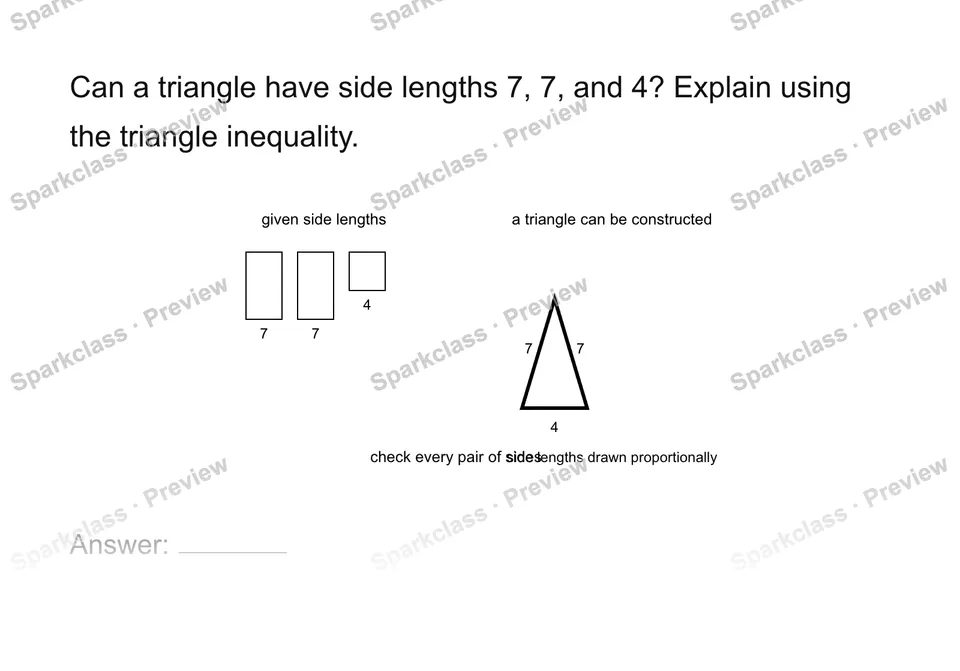 Test triangle existence — Grade 7 problem preview