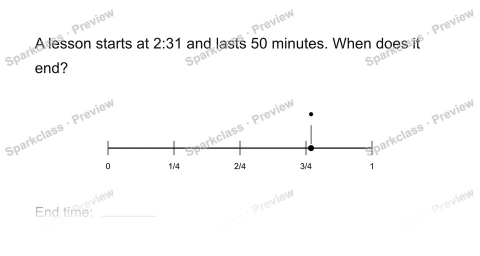 Find elapsed time — Grade 3 problem preview