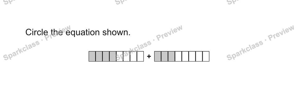 Circle the equation shown. — Grade 5 problem preview