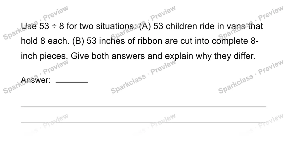 Same division, different decisions — Grade 4 problem preview