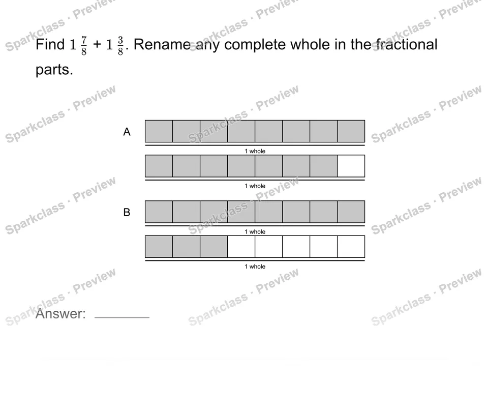 Add mixed numbers — Grade 4 problem preview