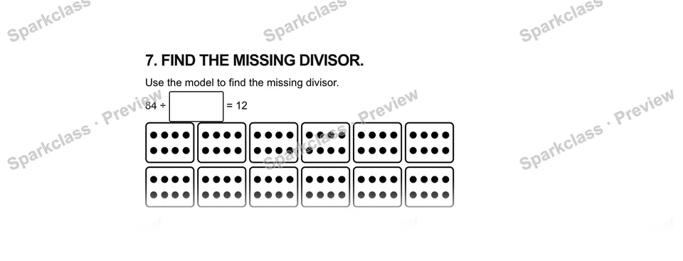 7.Find the missing divisor. — Grade 5 problem preview