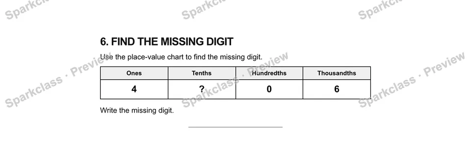 6.Find the missing digit — Grade 5 problem preview