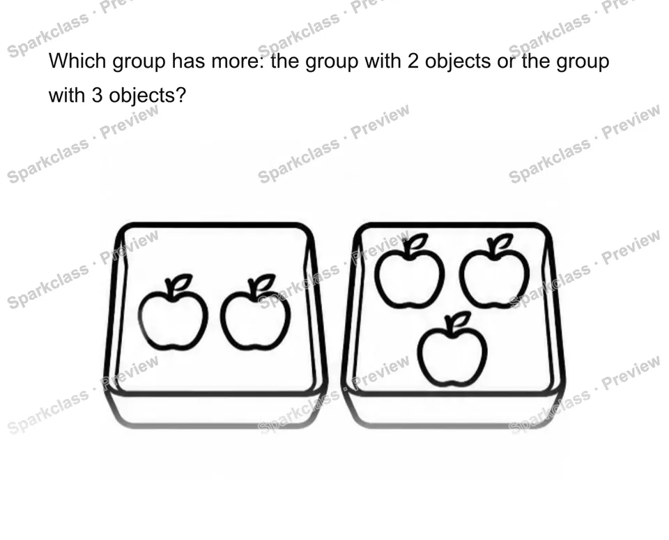 Compare groups more/fewer/same — Kindergarten problem preview