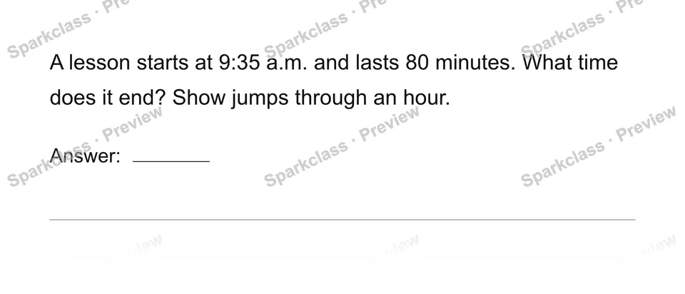 Calculate elapsed time — Grade 4 problem preview