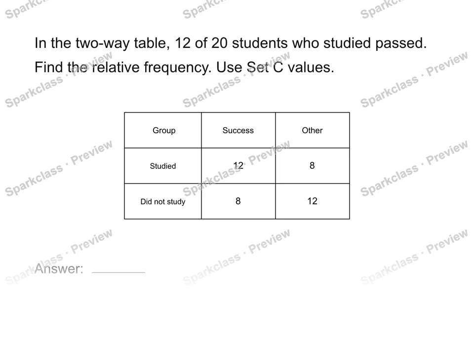 Read a two-way table — Grade 8 problem preview