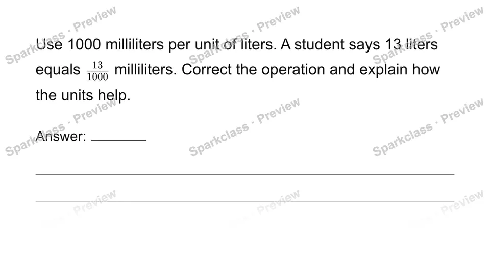 Convert measurement units with ratios — Grade 6 problem preview