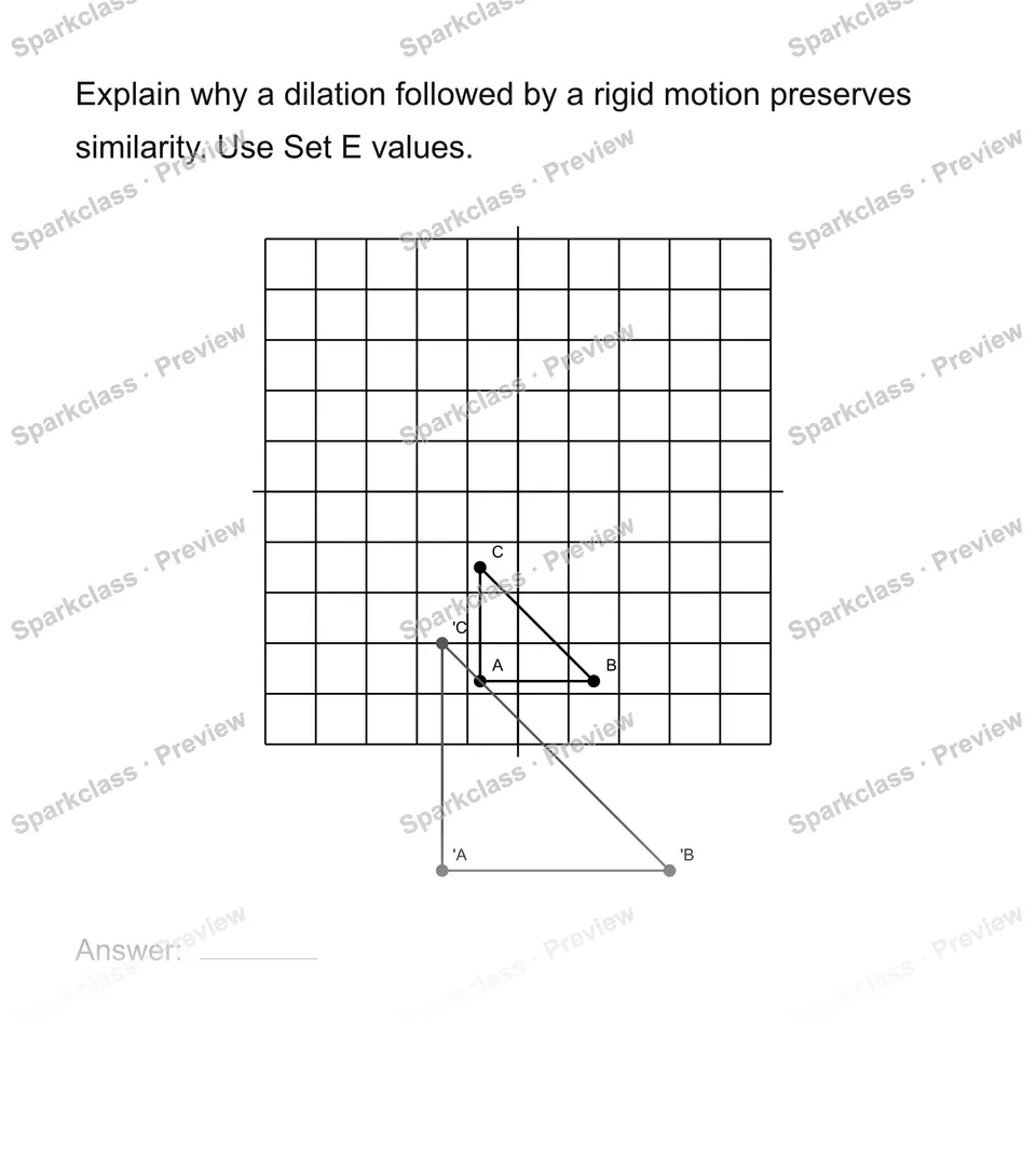 Explain why a transformation preserves similarity — Grade 8 problem preview