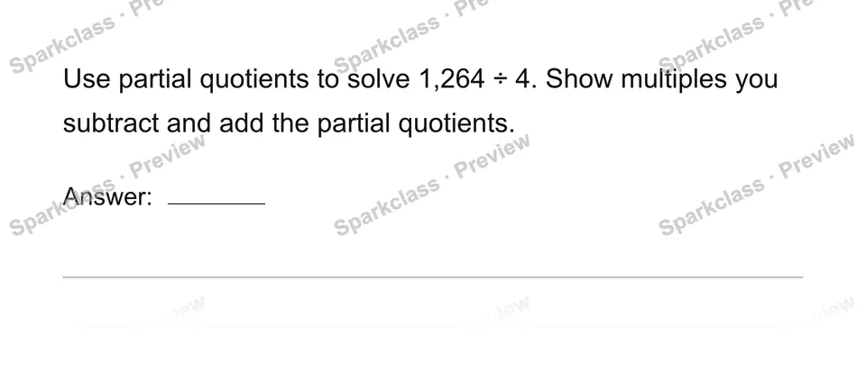 Use partial quotients — Grade 4 problem preview