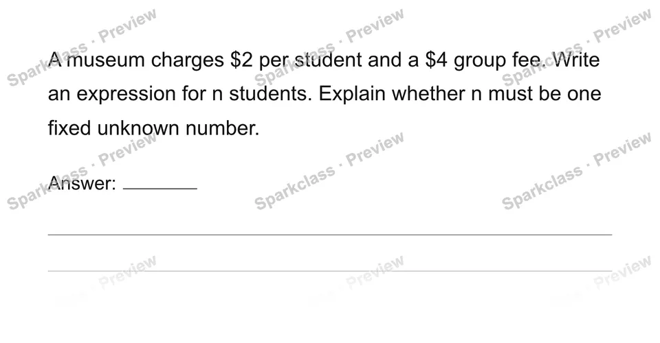 Use variables for unknowns and varying quantities — Grade 6 problem preview