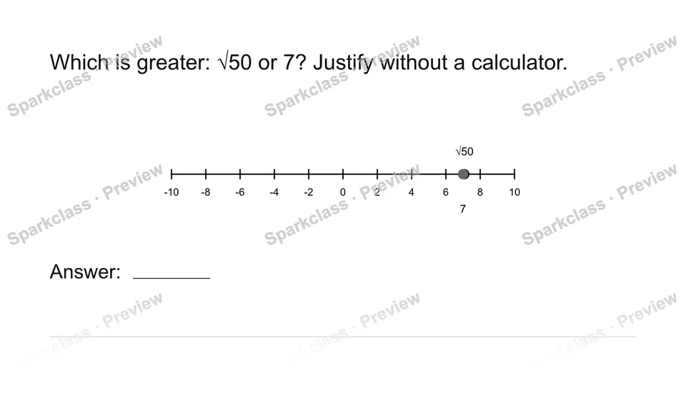 Compare real numbers — Grade 8 problem preview