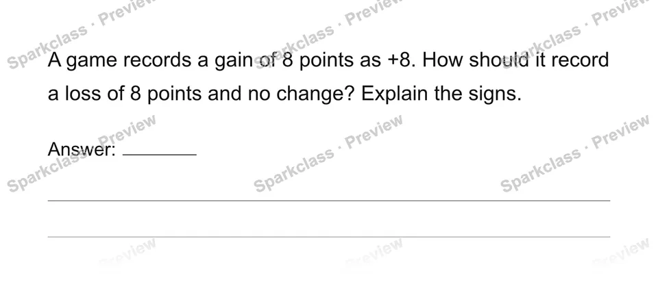 Interpret signed quantities and zero — Grade 6 problem preview