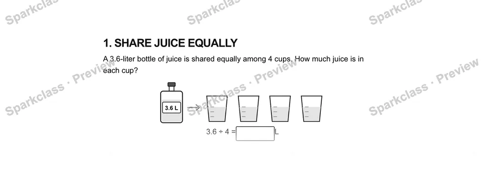 1.Share juice equally — Grade 5 problem preview